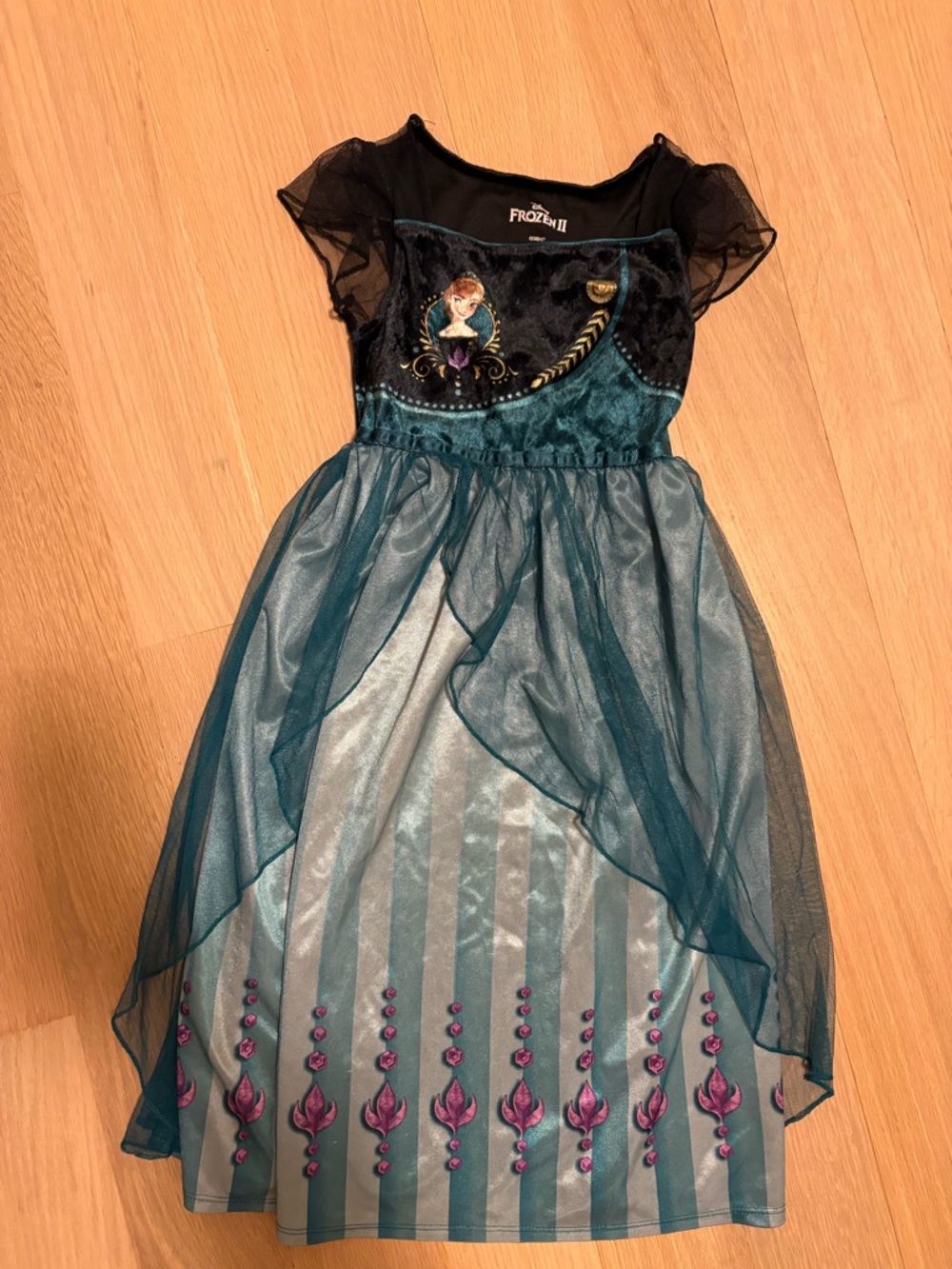Disney Anna Teal and Black Girls Costume Dress